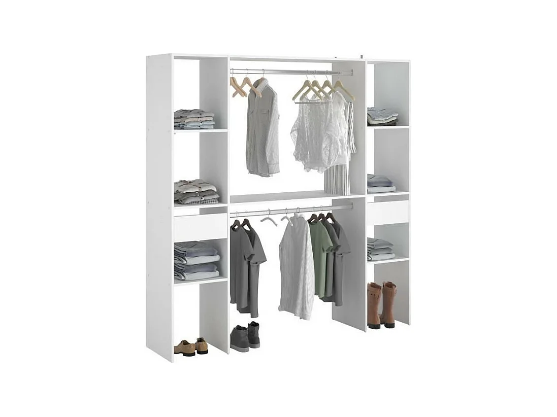 ARTIC EKIPA kleedkamerset - witte melamine - 2 kledingkasten + 2 lades - 176 x 40 x 180 cm
