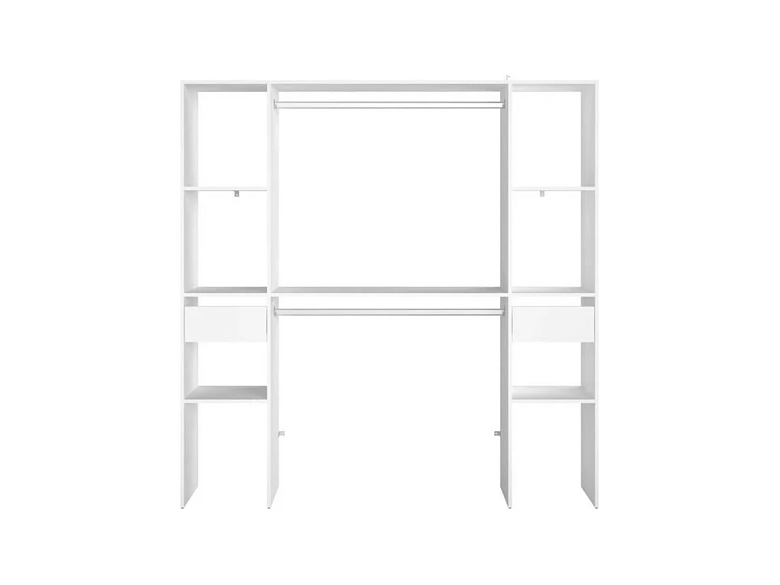 Kit dressing ARTIC EKIPA - Décor mélaminé blanc - 2 penderies + 2 tiroirs - L176 x P40 x H180 cm -Fabriqué en France