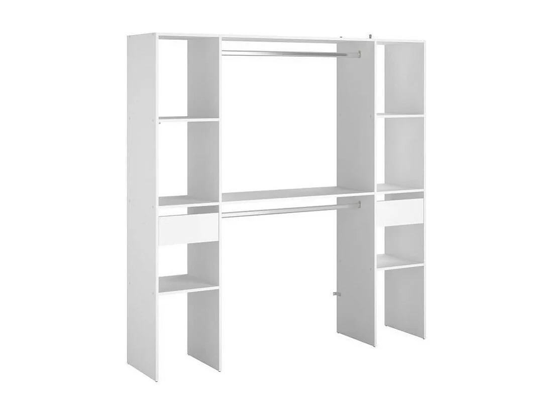 Kit dressing ARTIC EKIPA - Décor mélaminé blanc - 2 penderies + 2 tiroirs - L176 x P40 x H180 cm -Fabriqué en France