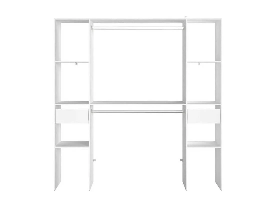 Kit dressing ARTIC EKIPA - Décor mélaminé blanc - 2 penderies + 2 tiroirs - L176 x P40 x H180 cm -Fabriqué en France