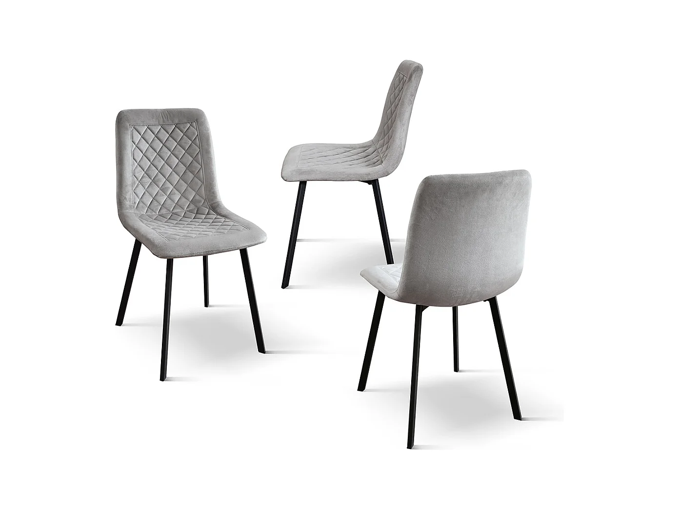 Sedia Arianna set da 4 sedie grigio in velluto e gambe in metallo