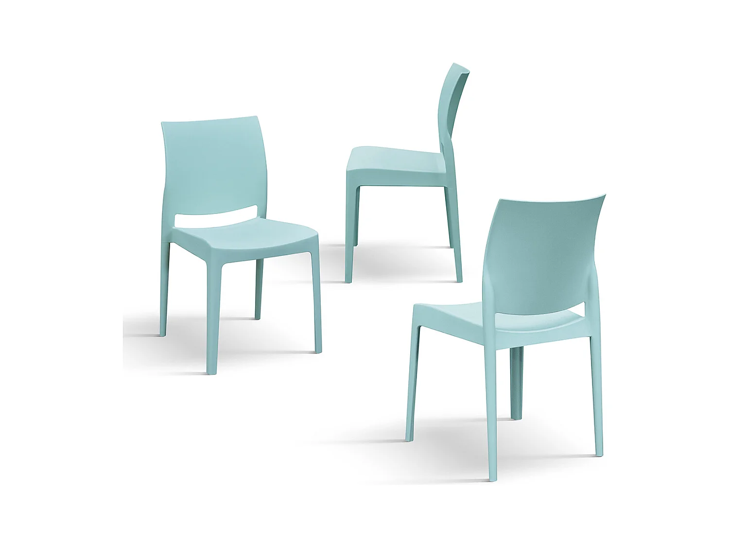 Sedia Alberto azzurro pastello set da 4 sedie in polipropilene