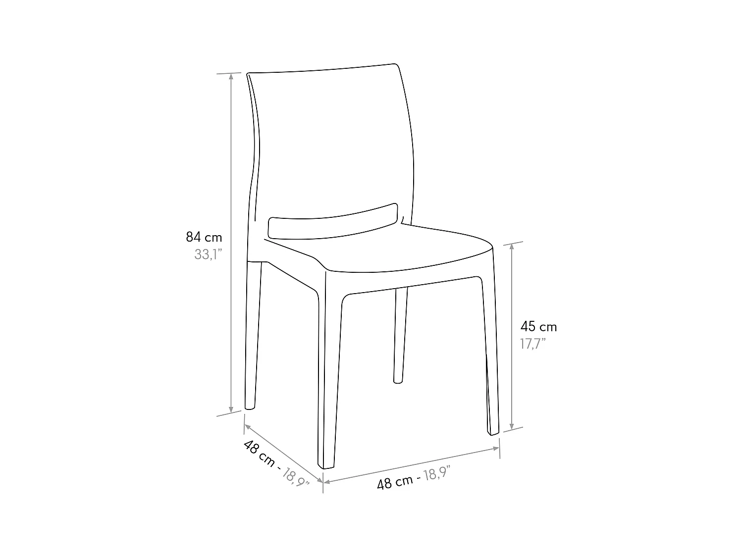 Sedia Alberto azzurro pastello set da 4 sedie in polipropilene