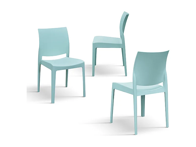 Sedia Alberto azzurro pastello set da 4 sedie in polipropilene