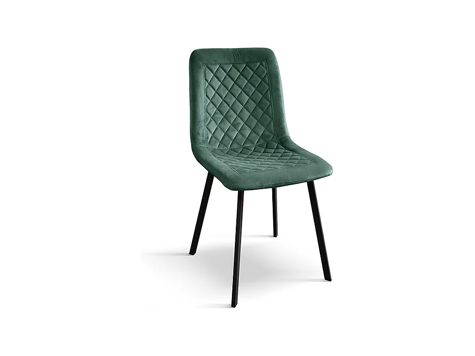 Sedia Arianna set da 4 sedie verde in velluto e gambe in metallo