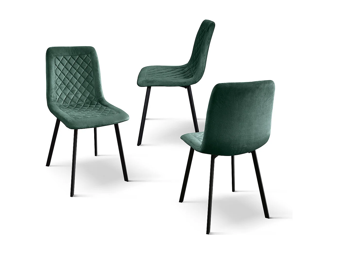 Sedia Arianna set da 4 sedie verde in velluto e gambe in metallo