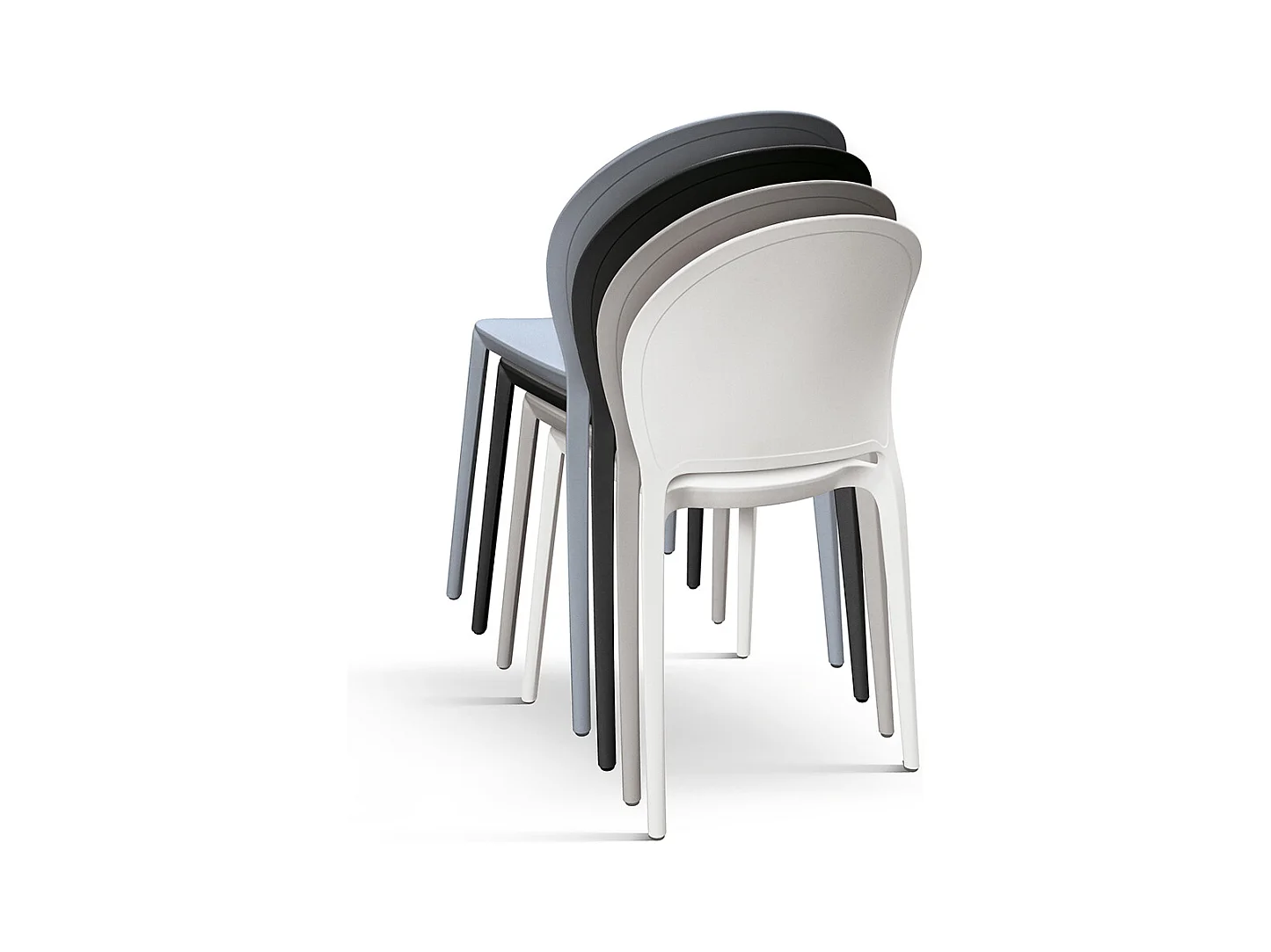 Sedia Stefania set da 4 sedie grigio in polipropilene