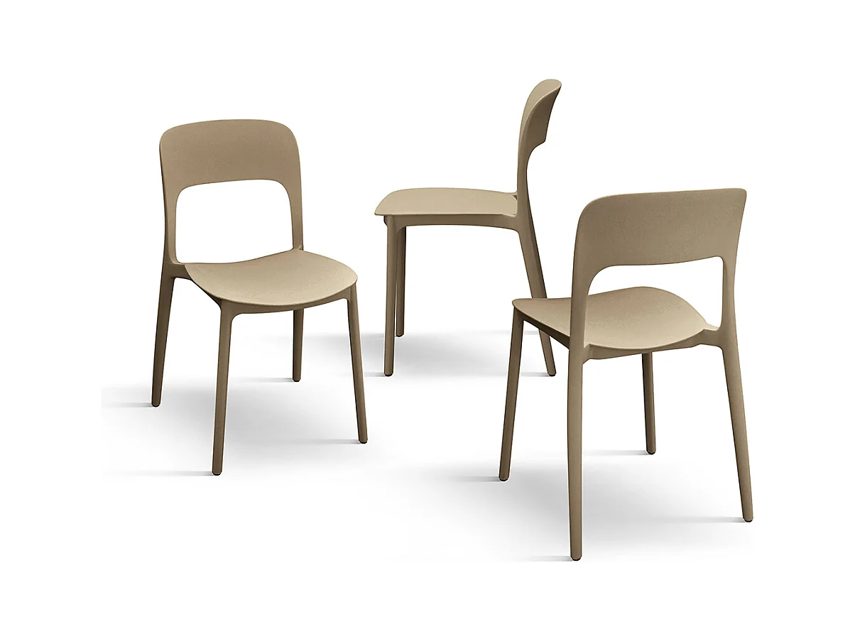 Sedia Luana set da 4 sedie tortora in polipropilene