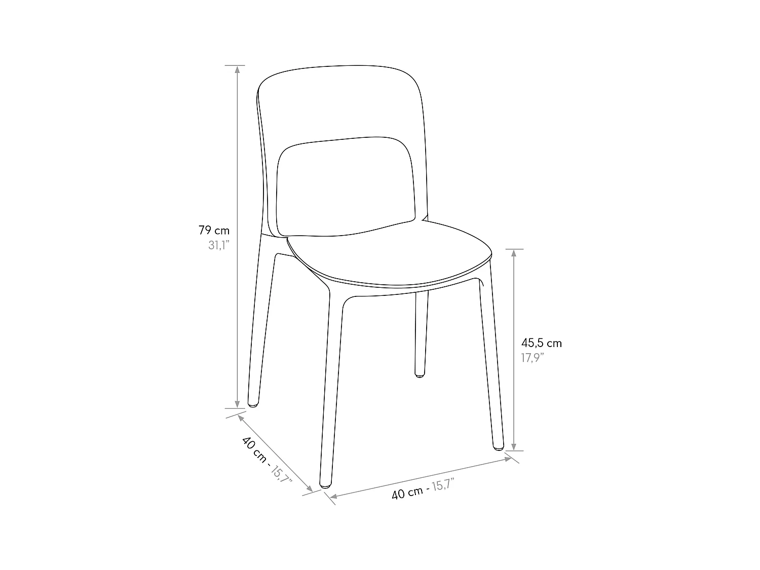 Sedia Luana set da 4 sedie tortora in polipropilene