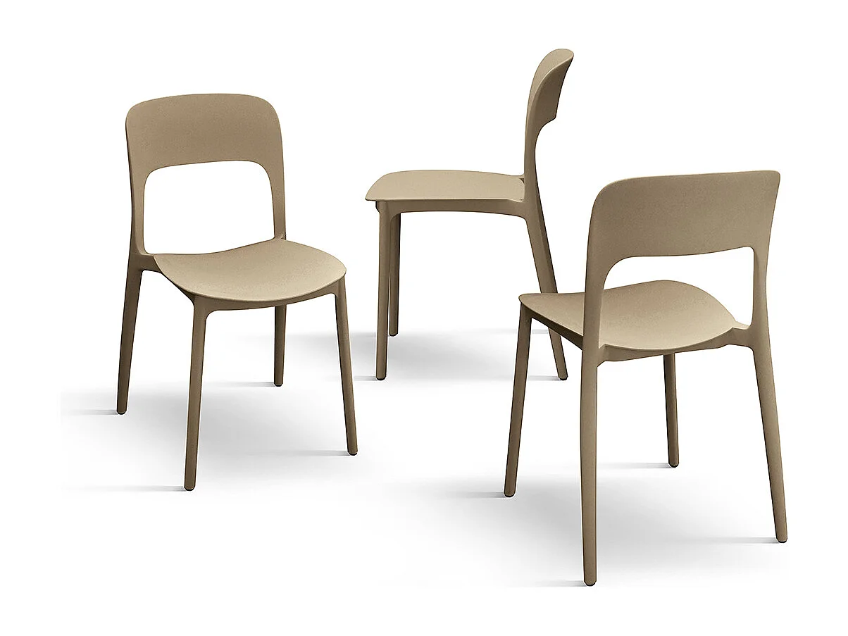 Sedia Luana set da 4 sedie tortora in polipropilene