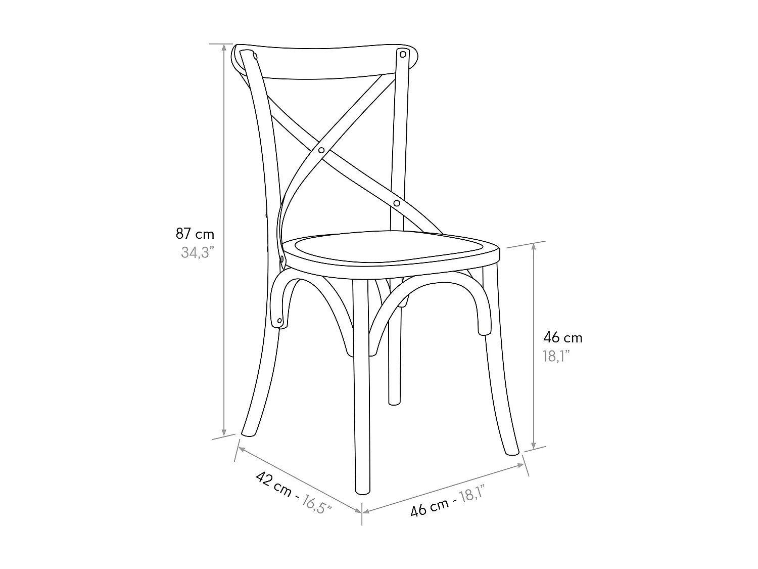 Sedia Oscar Finitura Naturale set da 4 sedie