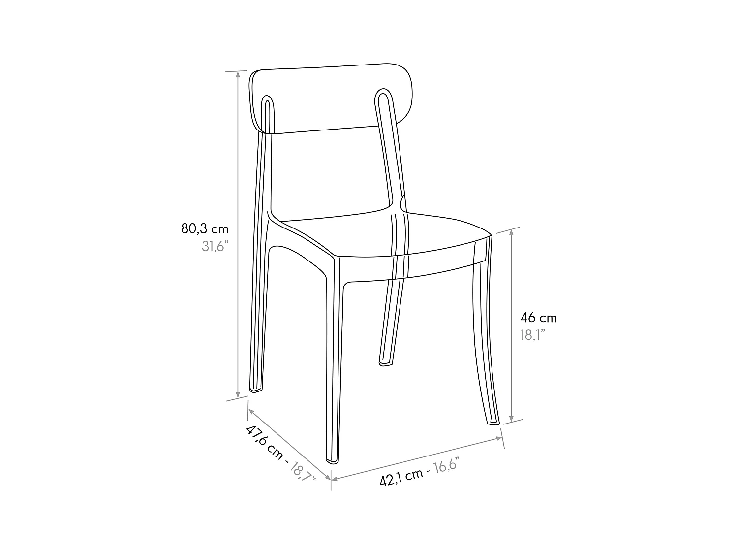 Sedia Colette trasparente set da 4 sedie in polipropilene