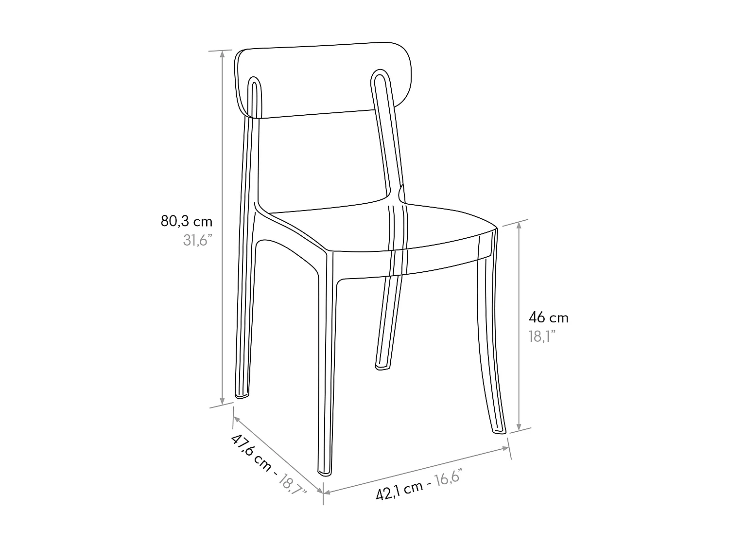 Sedia Colette trasparente set da 4 sedie in polipropilene