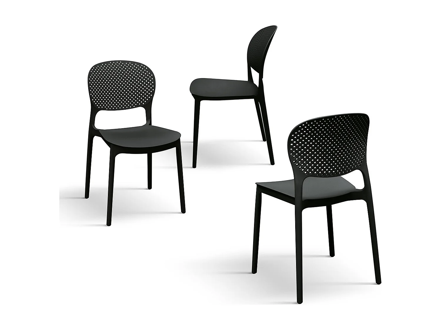 Sedia Anita Nero set da 4 sedie in polipropilene