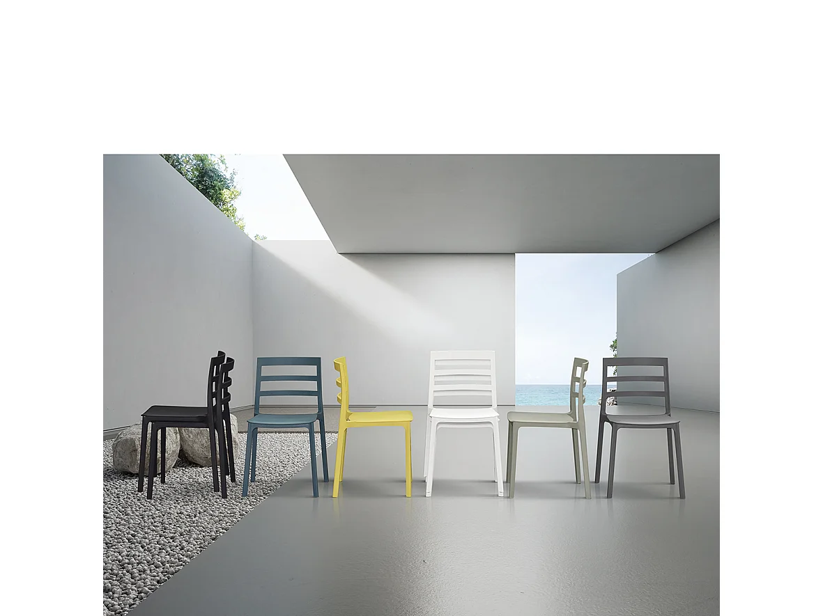 Sedia Luca set da 4 sedie grigio in polipropilene