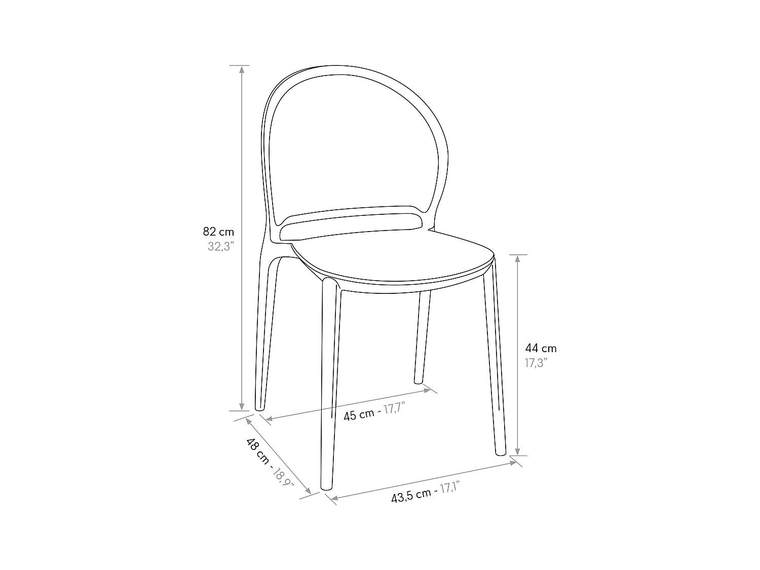Sedia Stefania set da 4 sedie bianco in polipropilene