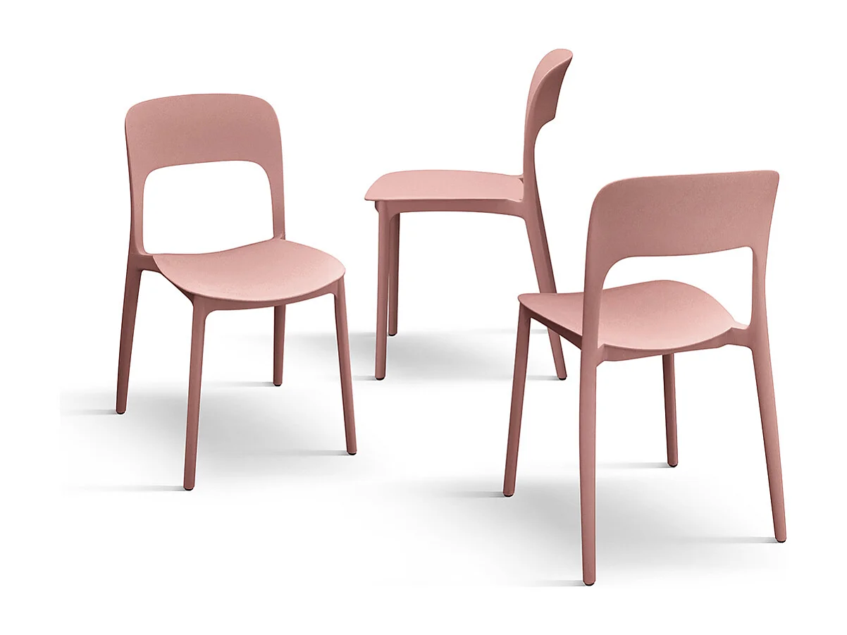 Sedia Luana set da 4 sedie rosa in polipropilene