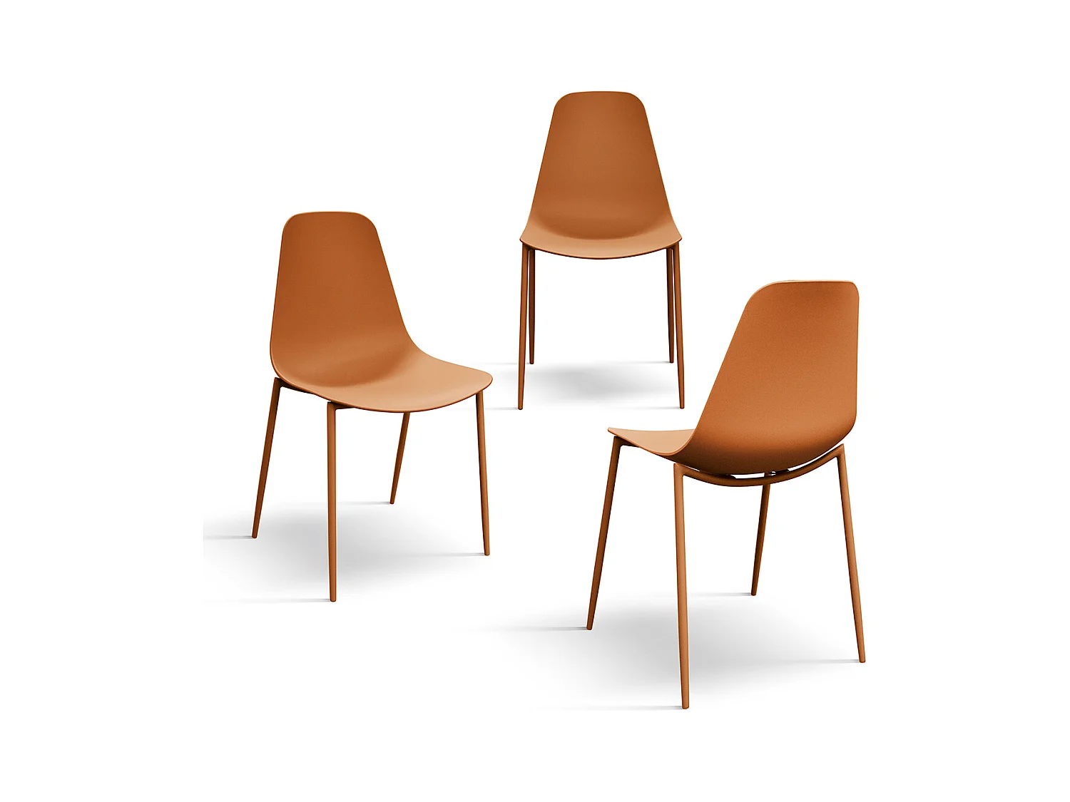 Sedia Alix arancio set da 4 sedie in polipropilene e gambe metallo