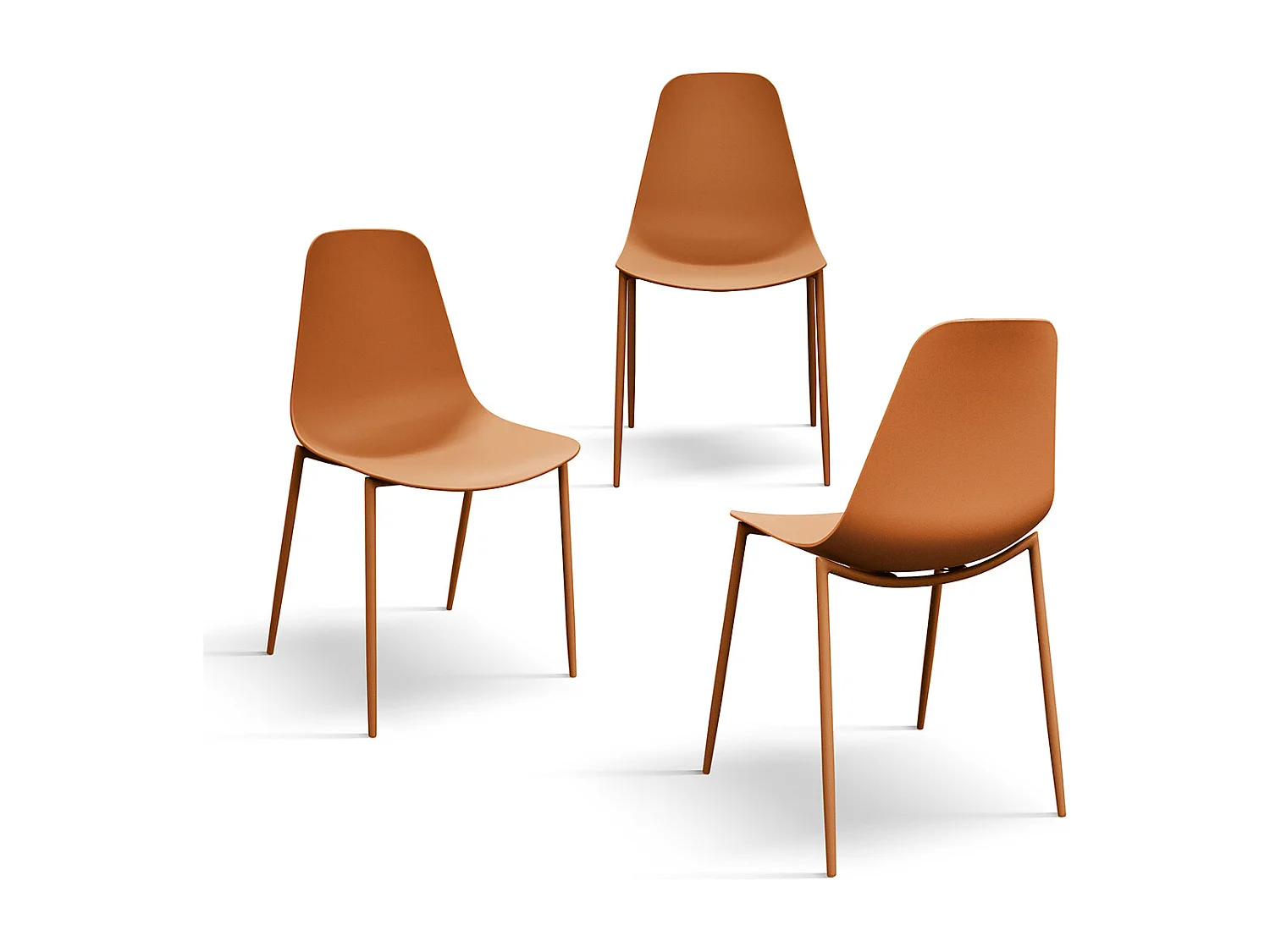 Sedia Alix arancio set da 4 sedie in polipropilene e gambe metallo
