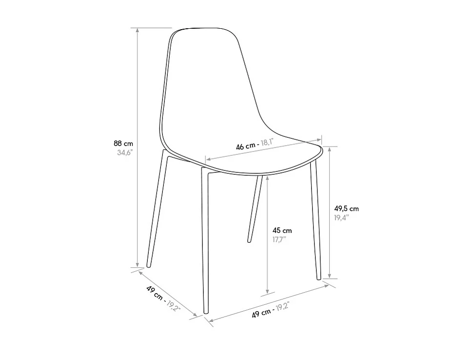 Sedia Alix arancio set da 4 sedie in polipropilene e gambe metallo