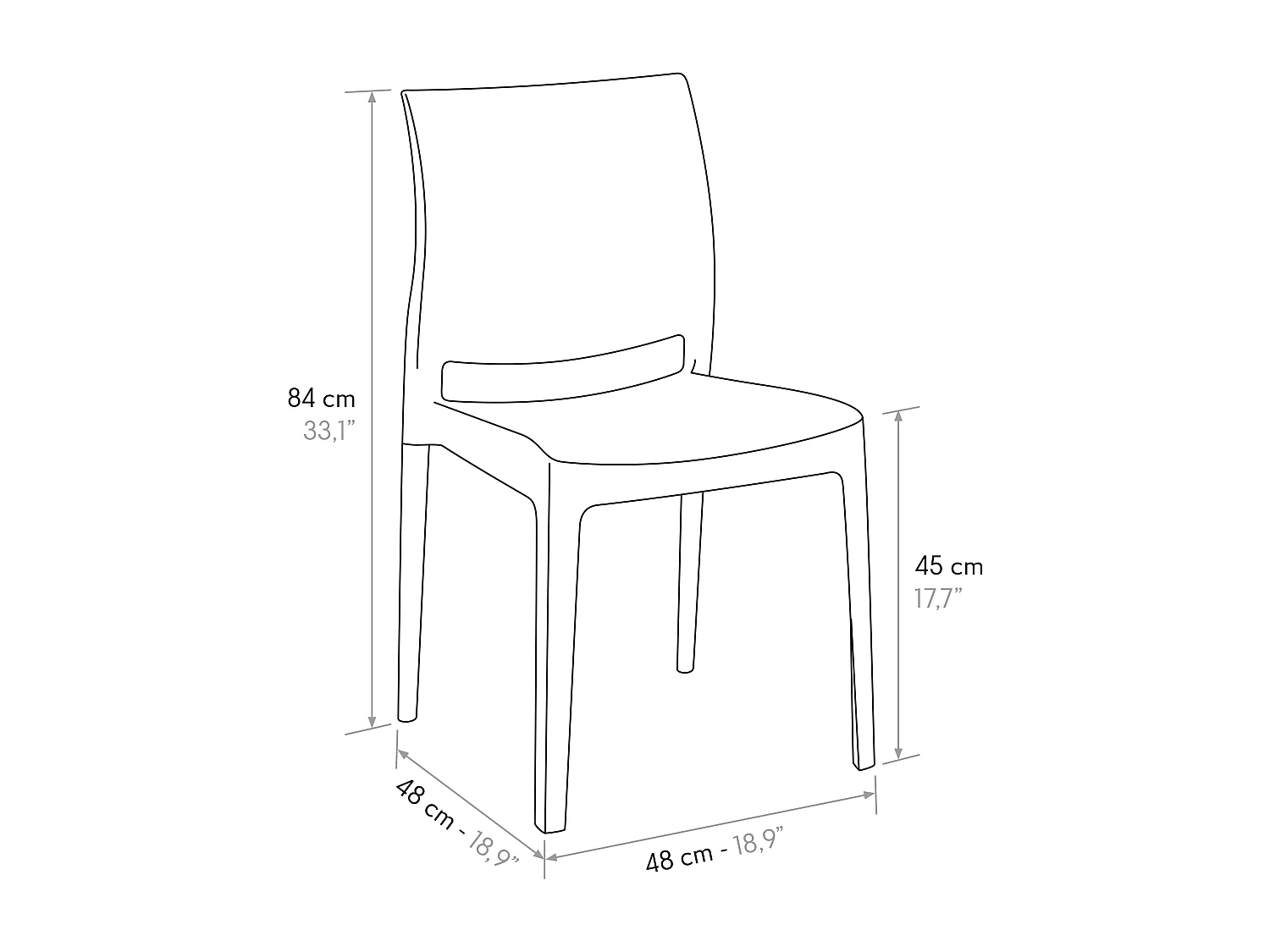 Sedia Alberto Giallo Senape set da 4 sedie in polipropilene
