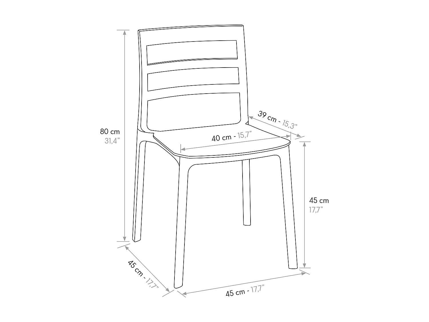 Sedia Luca set da 4 sedie bianco in polipropilene