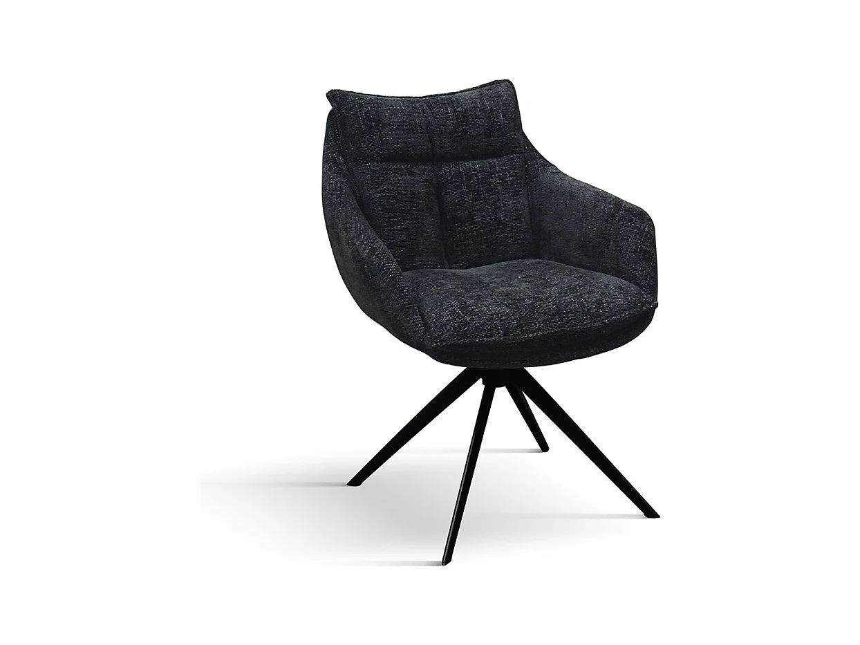 Sedia Gastone Nero set da 2 sedie con rivestimento in tessuto e gambe in metallo