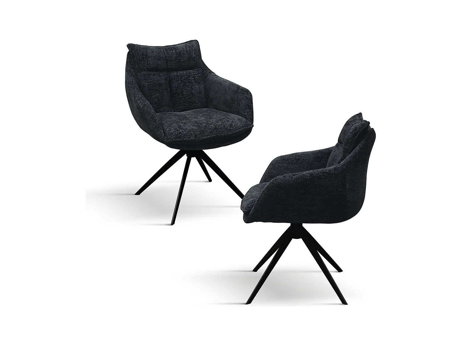 Sedia Gastone Nero set da 2 sedie con rivestimento in tessuto e gambe in metallo