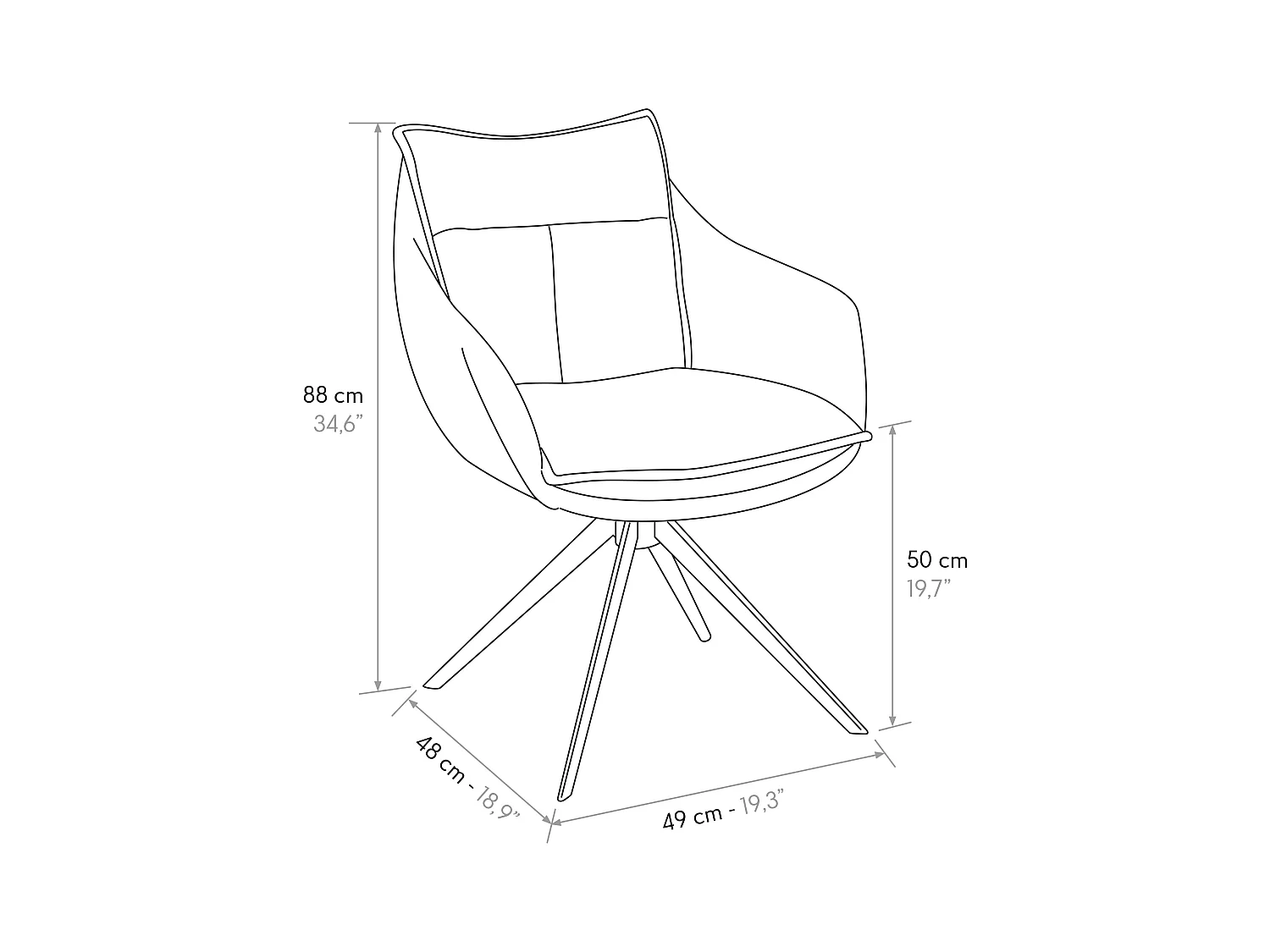 Sedia Gastone Nero set da 2 sedie con rivestimento in tessuto e gambe in metallo