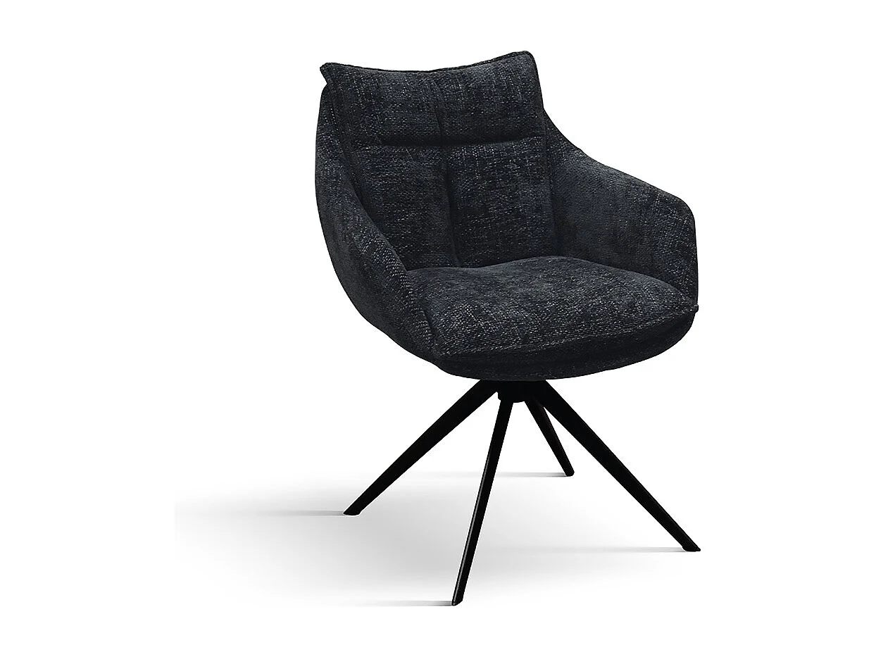 Sedia Gastone Nero set da 2 sedie con rivestimento in tessuto e gambe in metallo