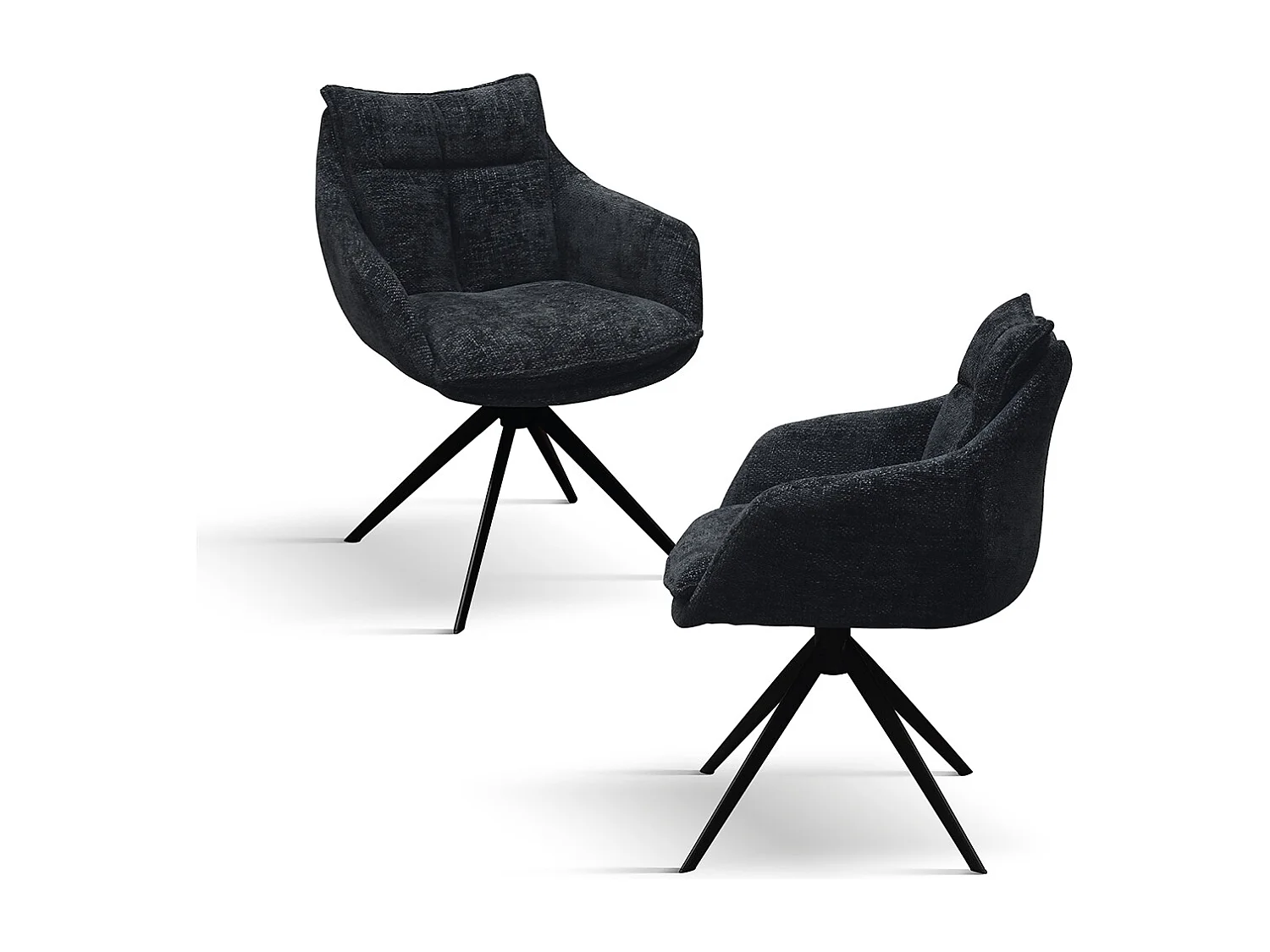 Sedia Gastone Nero set da 2 sedie con rivestimento in tessuto e gambe in metallo