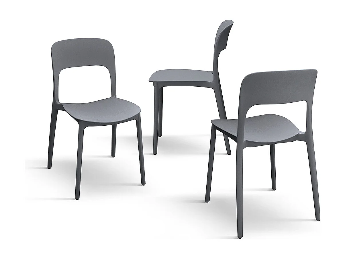 Sedia Luana set da 4 sedie grigio in polipropilene