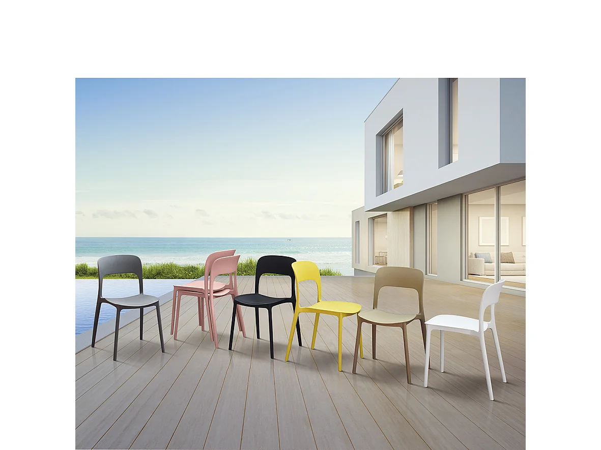 Sedia Luana set da 4 sedie grigio in polipropilene