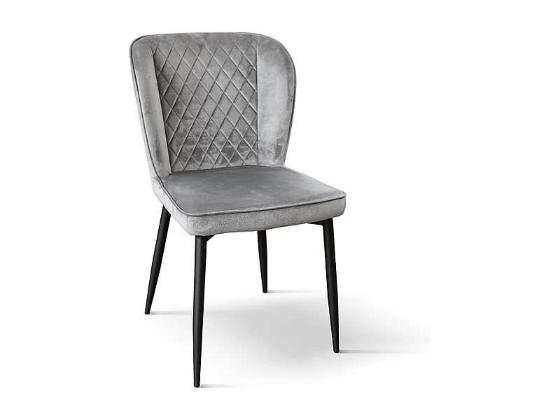 Sedia Simona set da 4 sedie grigio in velluto e gambe in metallo