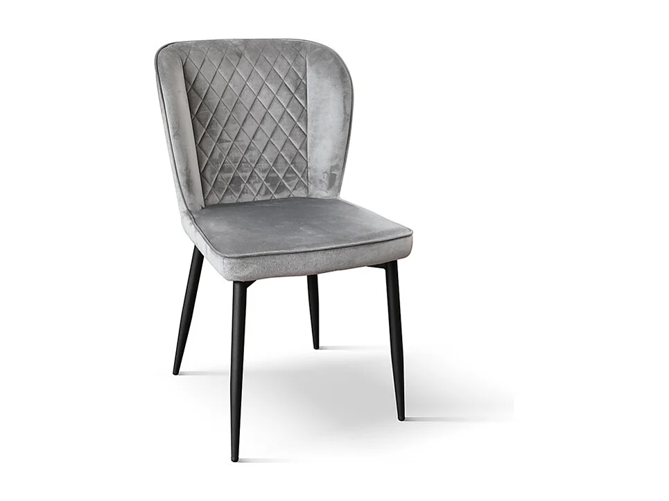 Sedia Simona set da 4 sedie grigio in velluto e gambe in metallo