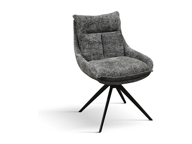 Sedia Biagio Grigio set da 2 sedie con rivestimento in tessuto e gambe in metallo