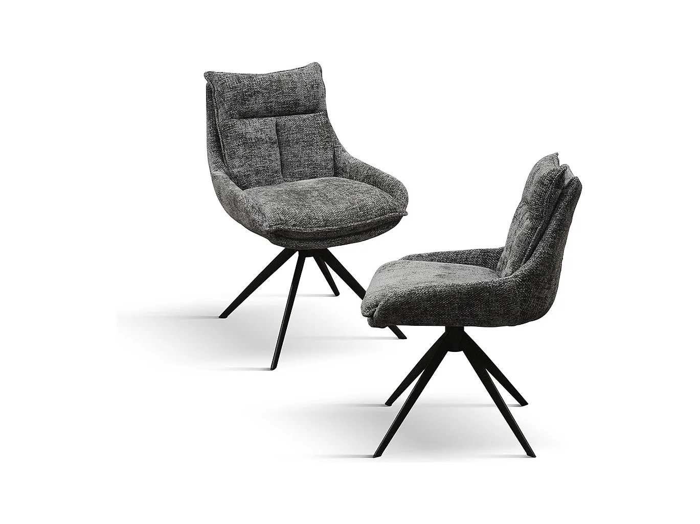 Sedia Biagio Grigio set da 2 sedie con rivestimento in tessuto e gambe in metallo