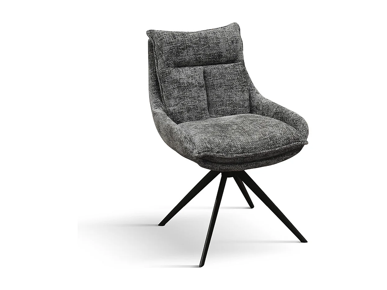 Sedia Biagio Grigio set da 2 sedie con rivestimento in tessuto e gambe in metallo