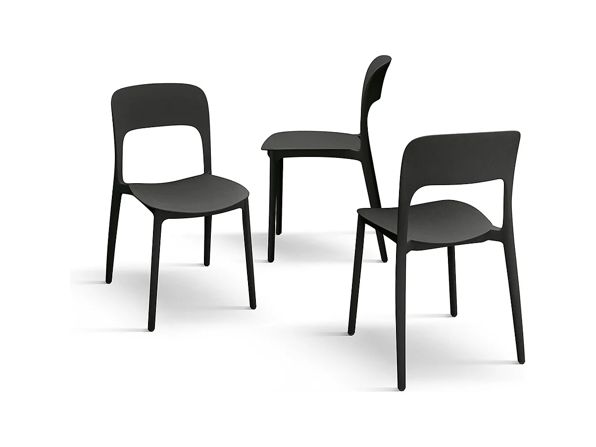Sedia Luana set da 4 sedie nero in polipropilene