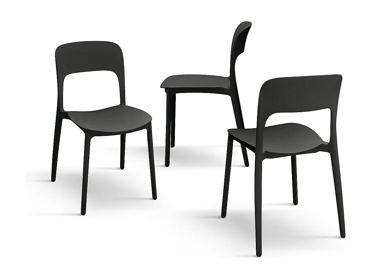 Sedia Luana set da 4 sedie nero in polipropilene