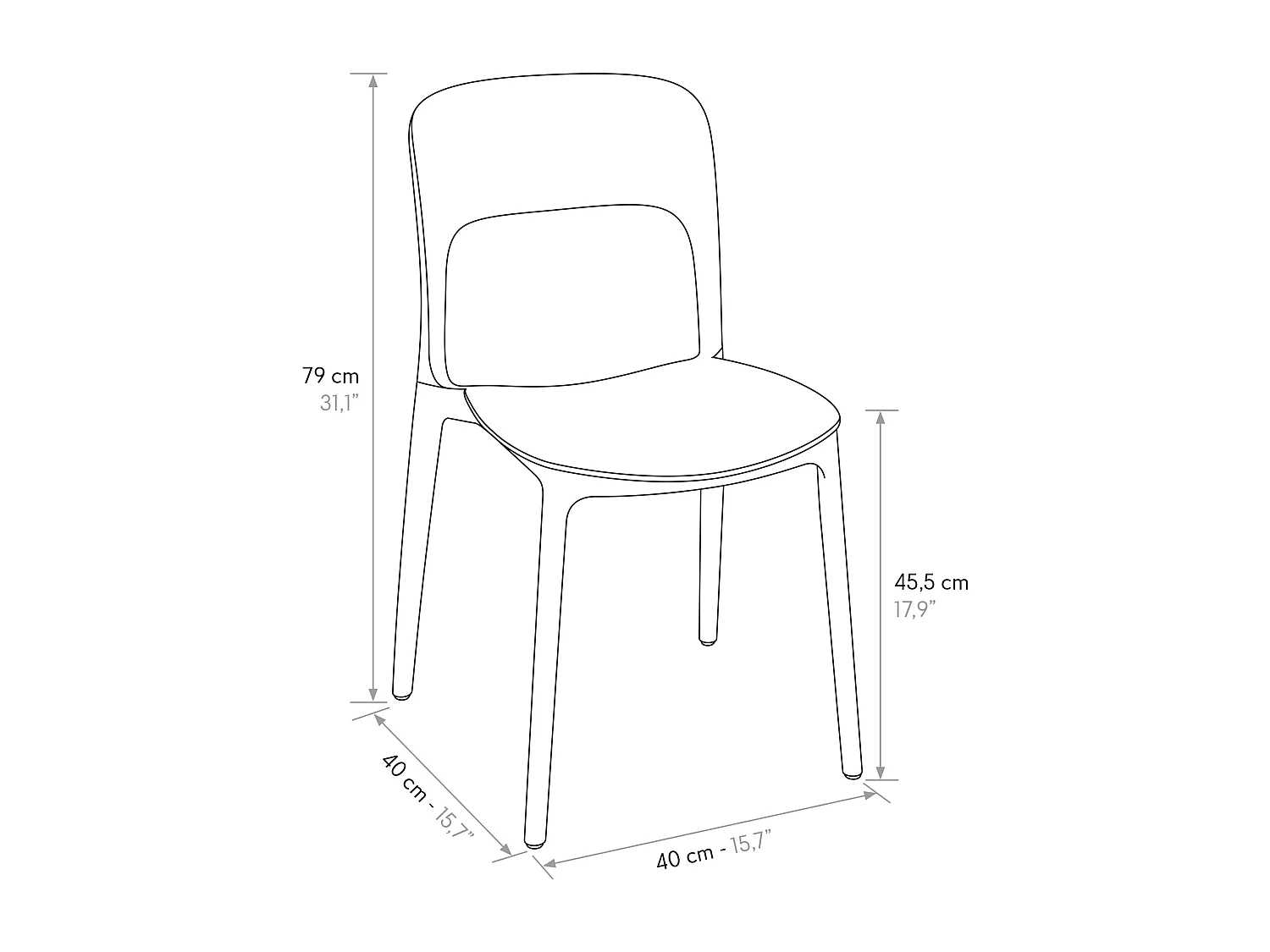 Sedia Luana set da 4 sedie nero in polipropilene