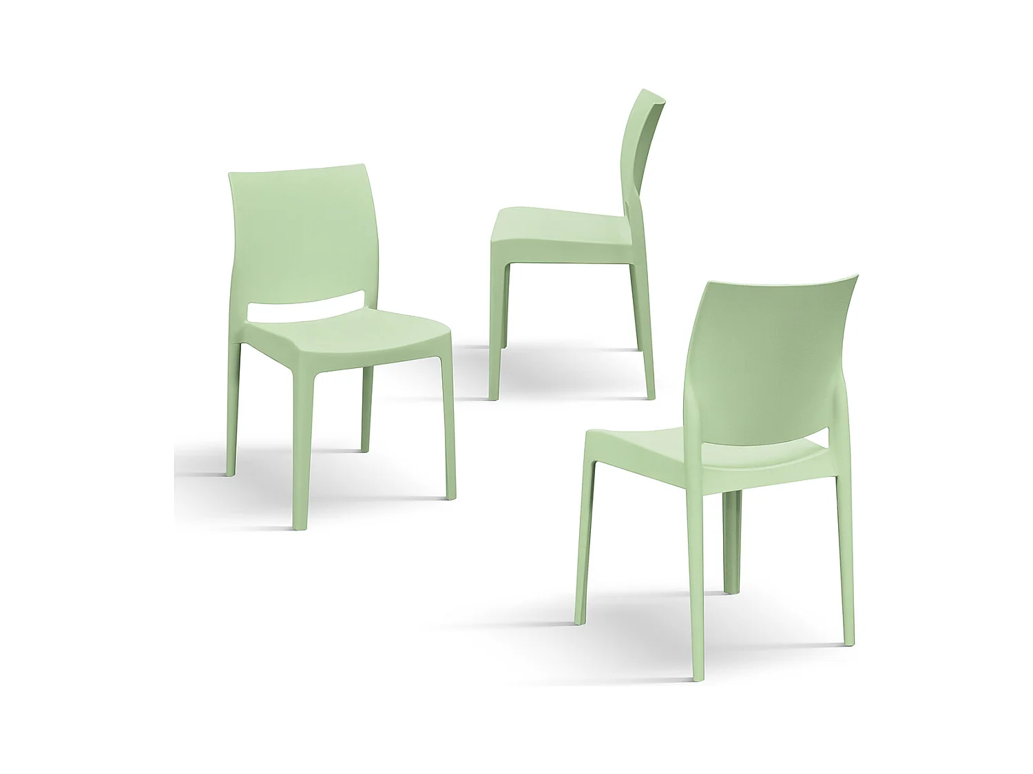Sedia Alberto Verde Pastello set da 4 sedie in polipropilene