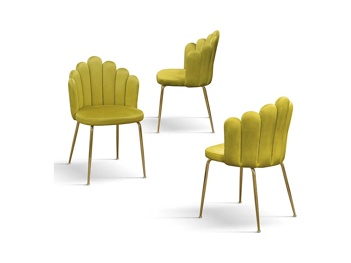 Sedia Sissi Giallo Senape set da 4 in velluto e gambe in metallo