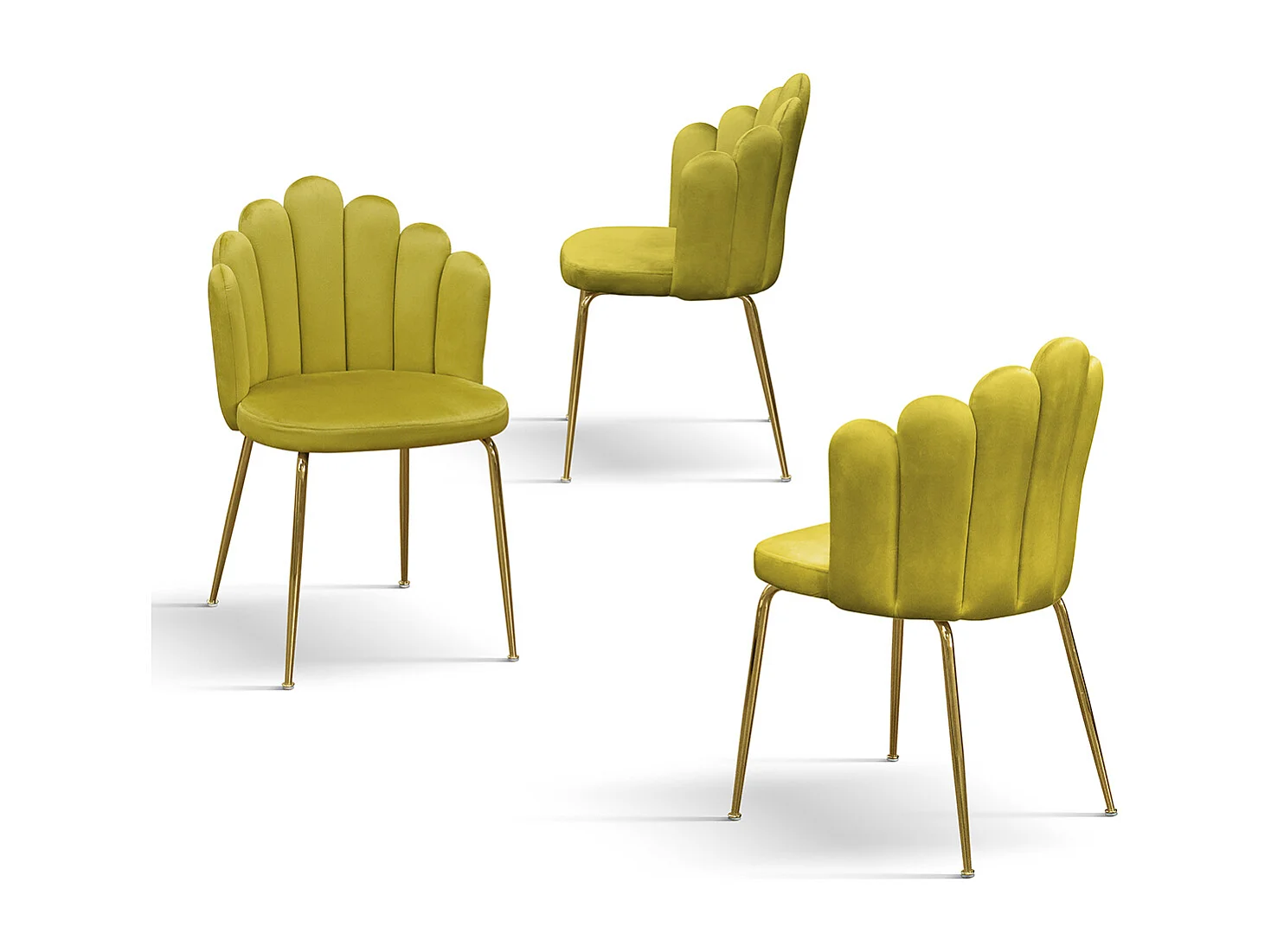 Sedia Sissi Giallo Senape set da 4 in velluto e gambe in metallo