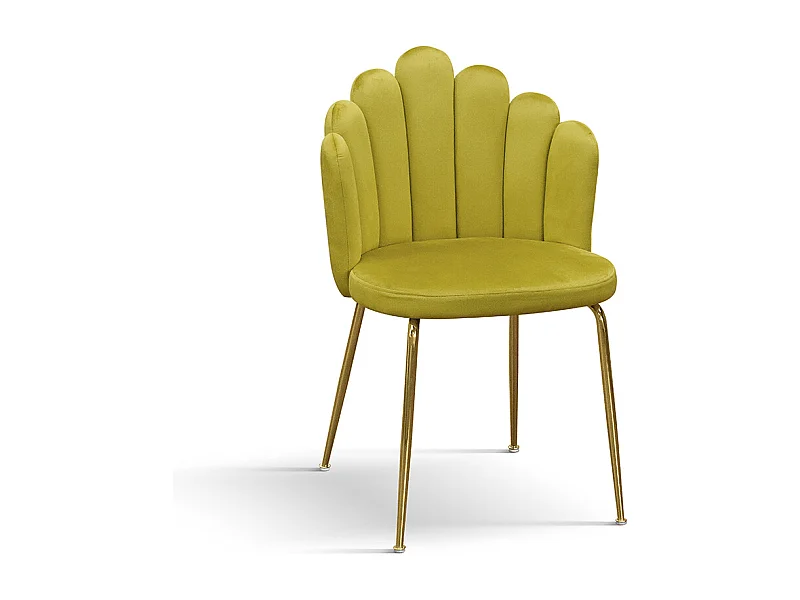 Sedia Sissi Giallo Senape set da 4 in velluto e gambe in metallo