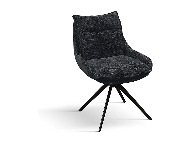 Sedia Biagio Nero set da 2 sedie con rivestimento in tessuto e gambe in metallo