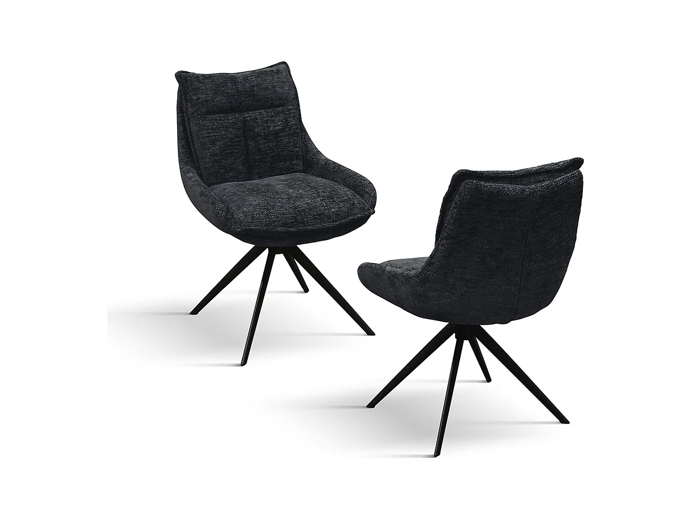 Sedia Biagio Nero set da 2 sedie con rivestimento in tessuto e gambe in metallo