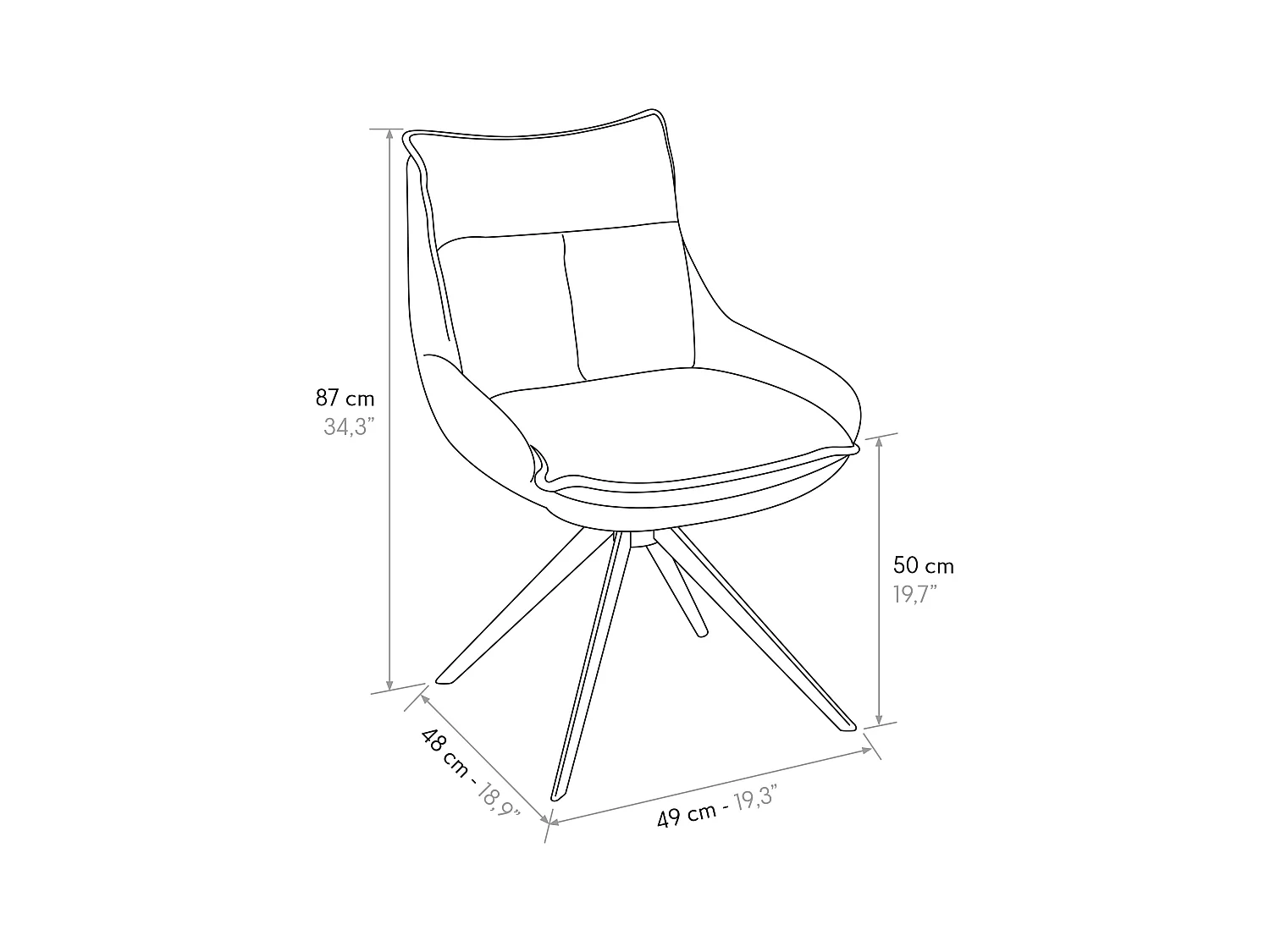 Sedia Biagio Nero set da 2 sedie con rivestimento in tessuto e gambe in metallo