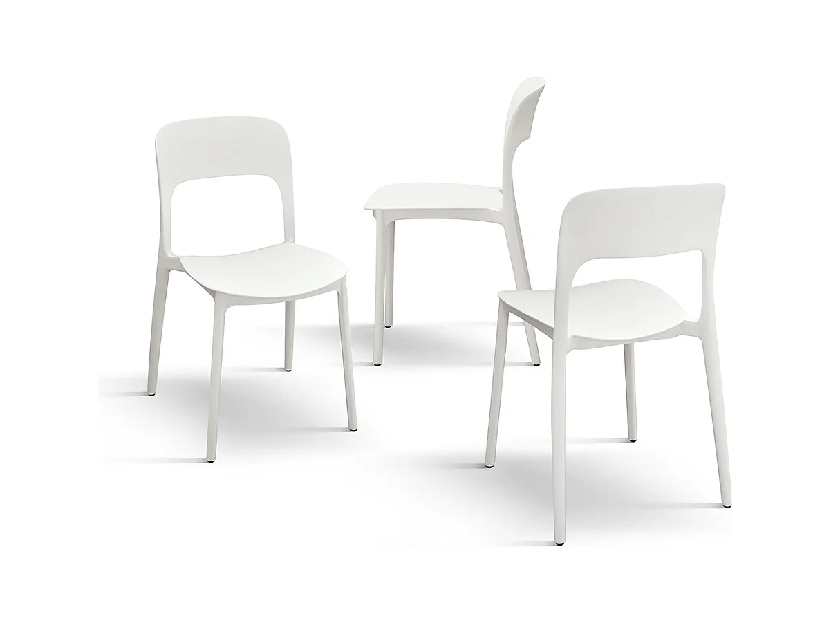Sedia Luana set da 4 sedie bianco in polipropilene