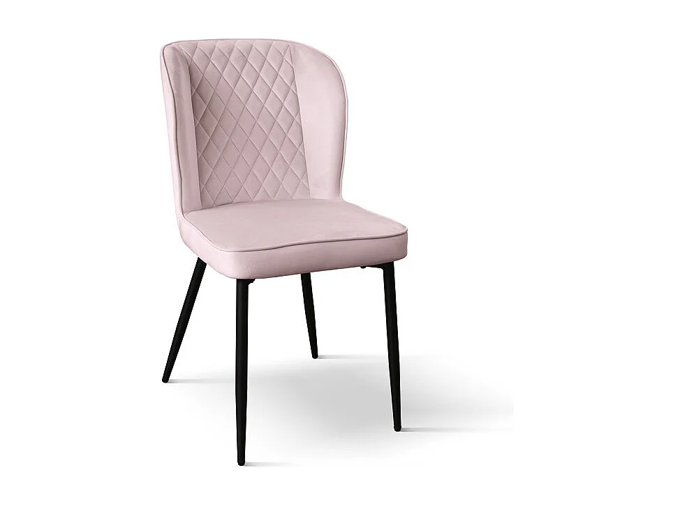 Sedia Simona rosa set da 4 sedie in velluto e gambe in metallo